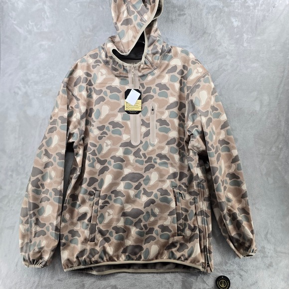 BURLEBO Other - Burlebo Duke challenger Tech Hoodie 1/4 Mens Large Tan Camo Fleece Mid Layer